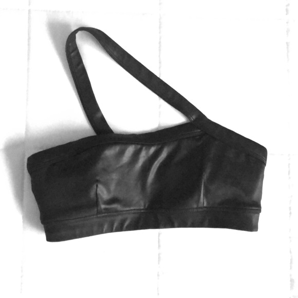 faux leather sports bra